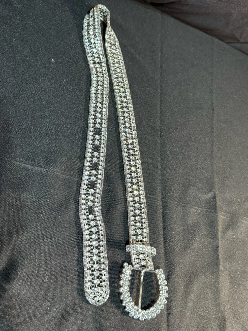Zara Cristal’s Rhinestone Embellished Silver Tone Women's Belt